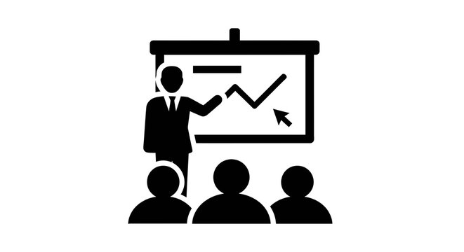 Businessman presenting to audience members.
