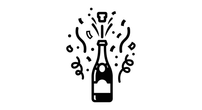 Champagne Bottle with Party Celebration.