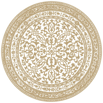 Antique Circular Damask Ornament Engraving PNG