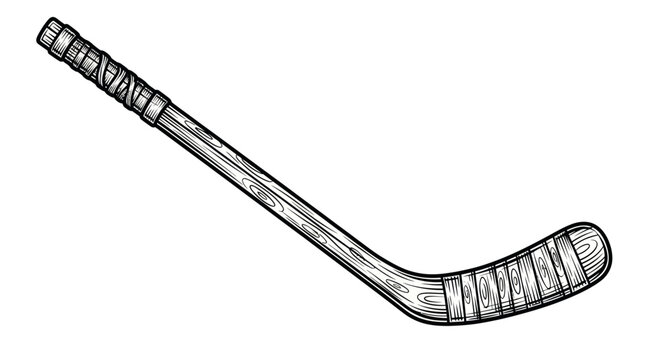 Hand-drawn Hockey Stick Icon Isolated on White Background