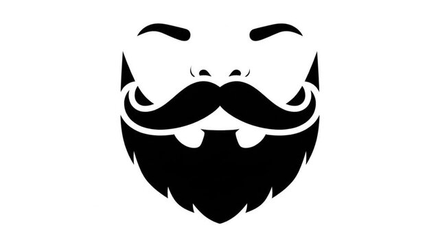 Minimalist black silhouette of a man's mustache and beard