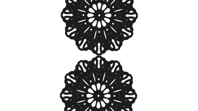 繊細な切り絵風フラワーモチーフ・連動して回る花のアニメーション背景