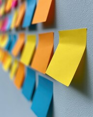 Obraz premium post it brainstorming wall ideas concept office scene