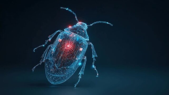 An artistic rendition of a digital insect, an abstract of the natural world, its form delineated by lines of light. ..Created with Generative AI, not depicting real subjects.