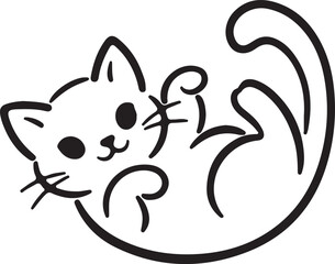 Obraz premium cute lying cat vector design line art icon art illustrator