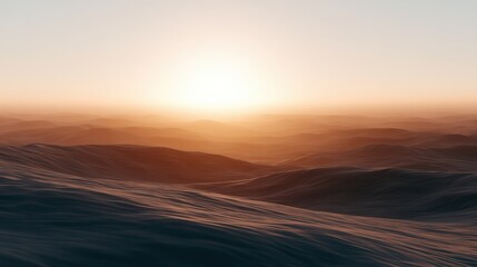 sun flare over desert dunes, golden hour light, cinematic shadows, minimal composition