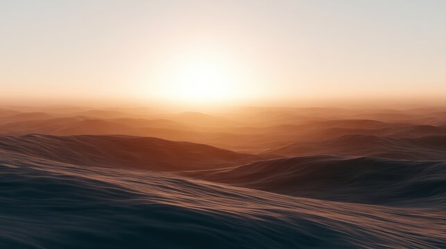 sun flare over desert dunes, golden hour light, cinematic shadows, minimal composition