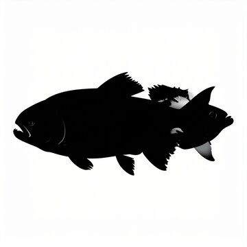 Black cat silhouette leaping in the air with arched back