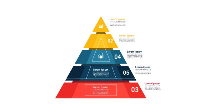 Business Pyramid Chart Infographic Template with 5 Levels and Icons