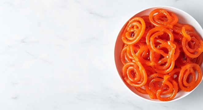 Jalebi a sweet south asian dessert in a white bowl