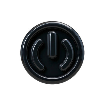 Power Button Icon: A close-up view of a sleek, black power button icon, isolated against a simple backdrop, symbolizing energy, control, and functionality.