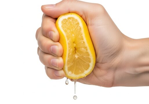 Fresh lemon juice being extracted from a halved citrus fruit