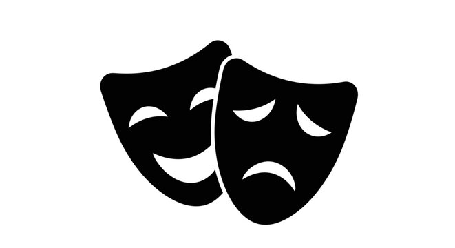 Theatrical Drama Masks Comedy Tragedy.