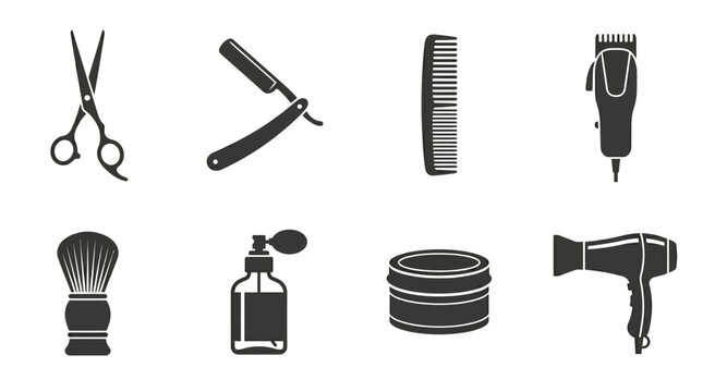 Barber tools and equipment collection.