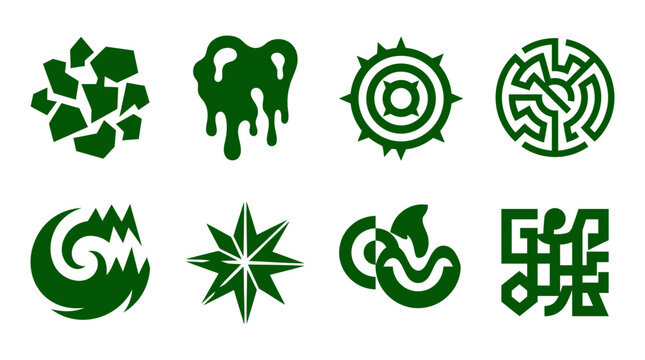 Green icons and symbols collection.