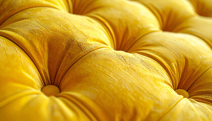 Naklejka premium Close-up of Luxurious Yellow Tufted Velvet Upholstery Texture.