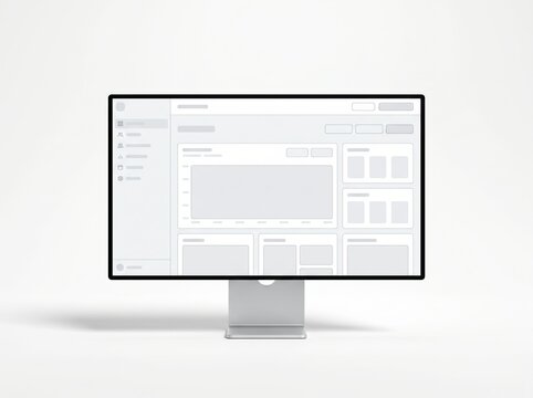 Modern computer screen displaying website wireframe layout