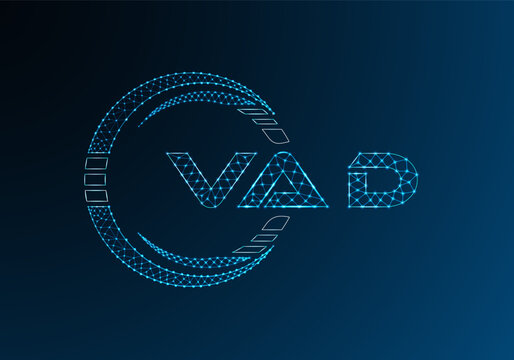 VAD low poly letter logo vector design. VAD lower poly logo design. Low poly logo.