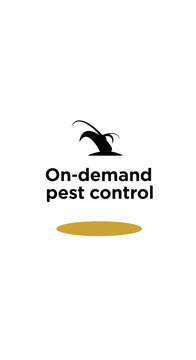 On-demand pest control services with a professional logo design.