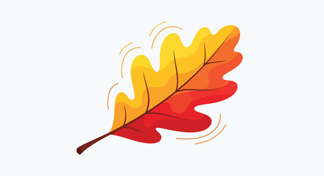 Warm tone oak leaf vector with motion streaks.