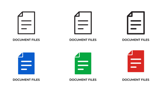 Document Files Line and Solid Icon Set for Reports, Paperwork, File Management, Office Records and Digital Documents Vector Collection