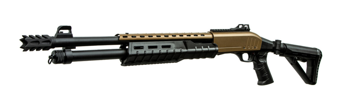 Tactical shotgun with adjustable buttstock muzzle