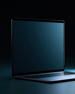 laptop mockup dark mode UI modern tech scene