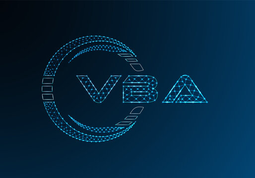 VBA low poly letter logo vector design. VBA lower poly logo design. Low poly logo.