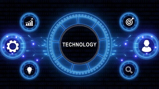 Represents a Large Language Model Technology, AI chatbot, artificial intelligence, conversational and generative technology. Neon line Animated circuit board. Digital technology background.