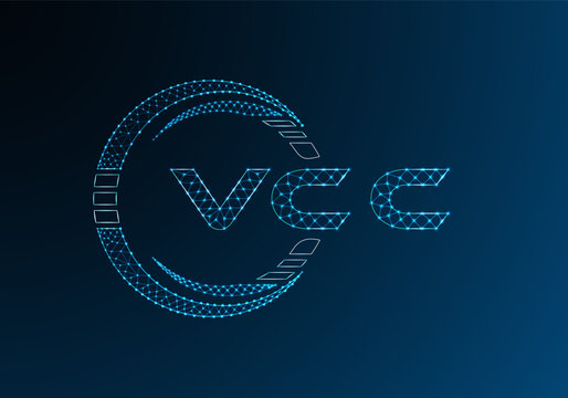 VCC low poly letter logo vector design. VCC lower poly logo design. Low poly logo.