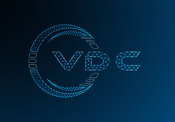 VDC low poly letter logo vector design. VDC lower poly logo design. Low poly logo. © Anar