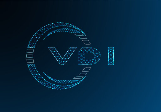VDI low poly letter logo vector design. VDI lower poly logo design. Low poly logo.