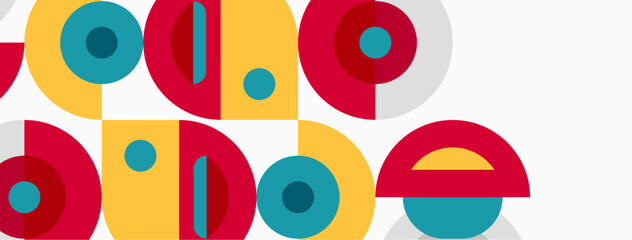 Obraz premium Colorful text spells Joe. Shapes overlap, creating playful design. Bright hues dominate composition, simple geometry present.