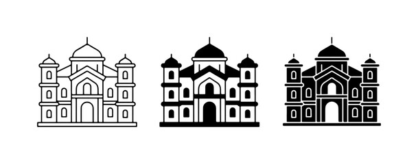 Fototapeta premium Church Icons, Religious Building Vector Graphics, Sacred Architecture Symbols, Worship Place Illustrations, Faith and Spirituality Graphics