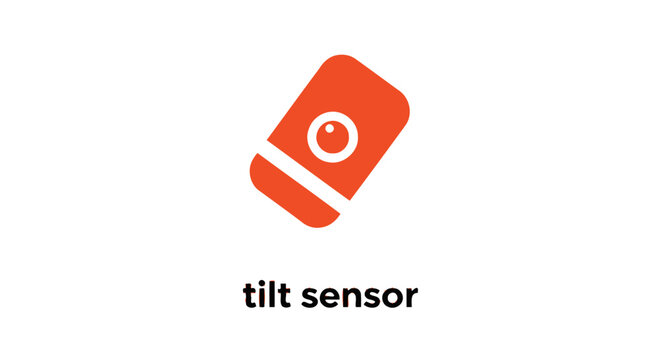 Orange Tilt Sensor Icon with White Details on White Background.