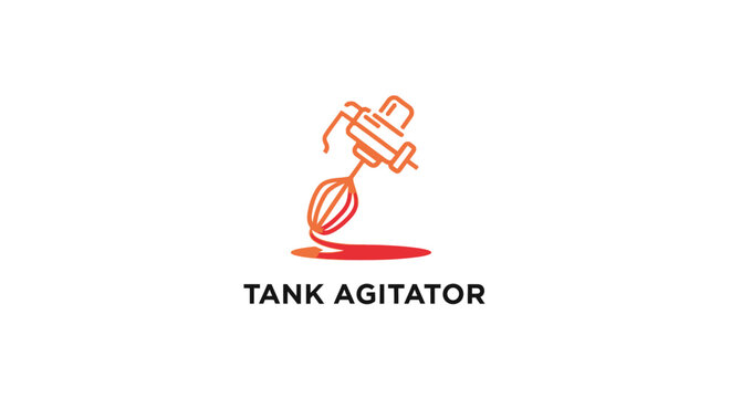 Orange Tank Agitator Illustration on White Background for Industrial Use.