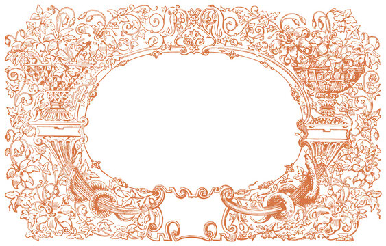 Antique Floral Gothic Ornamental Frame with snakes PNG
