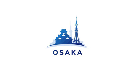 Fototapeta premium Osaka Cityscape Silhouette Depicting Iconic Landmarks in Japan.