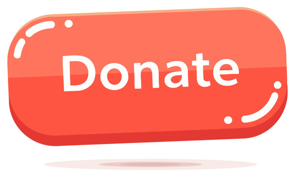 Donate button glossy red ui element with modern rounded shape for web and app design