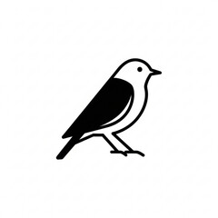 Fototapeta premium Bird illustration displays a simple black outline of a perched songbird rendered in a clean and minimalist aesthetic.