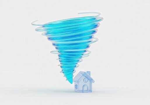 Tornado Threatening Small Transparent House