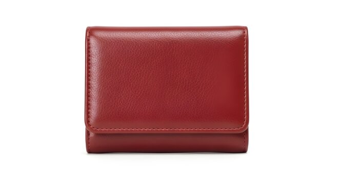 Compact Wallet On White Solid Background, Slim Leather Billfold For Cards, Cash, And IDs, Functional Minimalist Design For Everyday Use