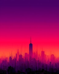 Fototapeta premium gradient cityscape with transparent analytics dashboard, modern background, copy space