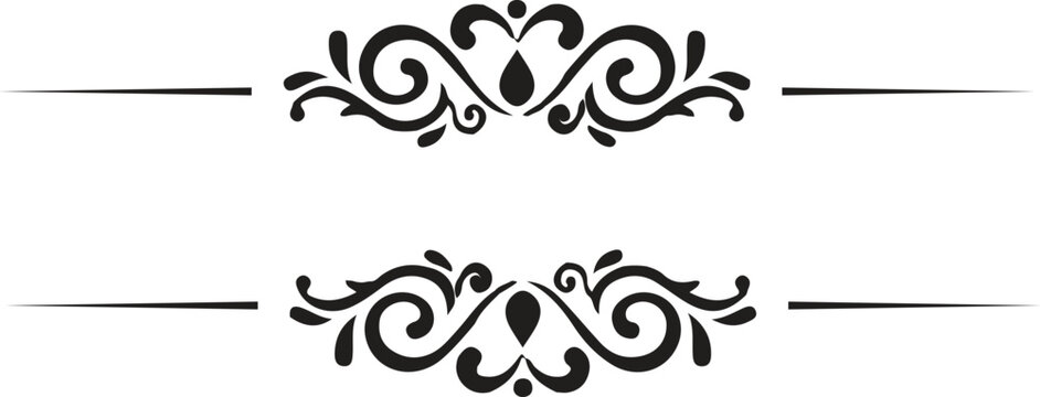 Decorative flourish line art divider, vintage scroll element