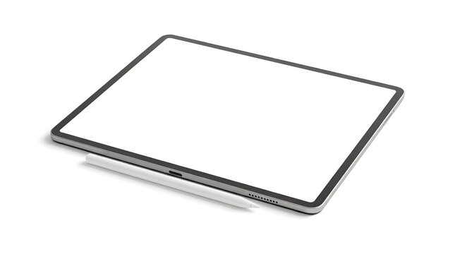 Digital Notepad Tablet On White Solid Background, Electronic Writing Pad For Notes, Sketches, And Work, Lightweight Portable Productivity Device