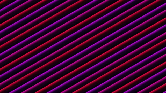 Luminous 3D neon tube ridges angled at thirty degrees cycling through hot pink magenta and violet on deep black background