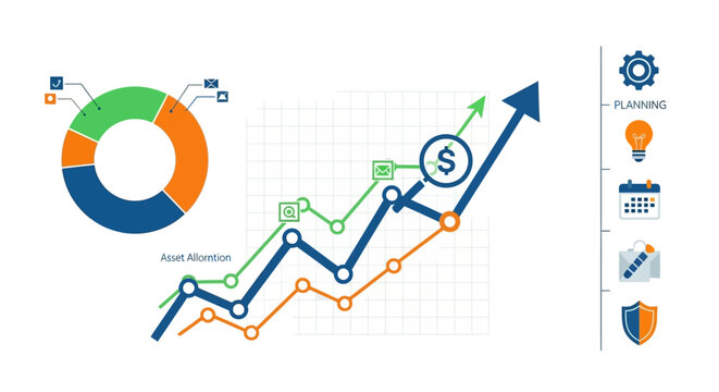 Financial growth and asset allocation analysis with rising profit trends.