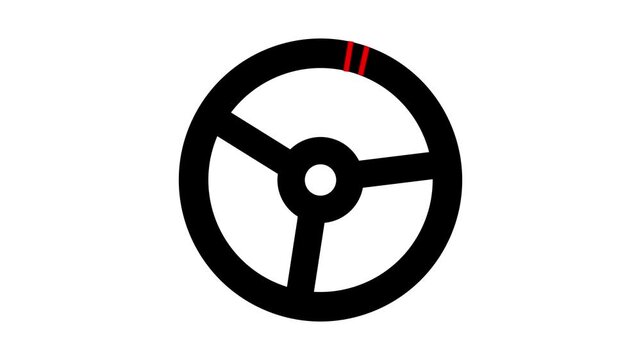 A car drive icon wheel vector look safe round abut technology. Still car safe and safety fast icon 4k video  target auto policy. wheel black and red colour driving icon. 