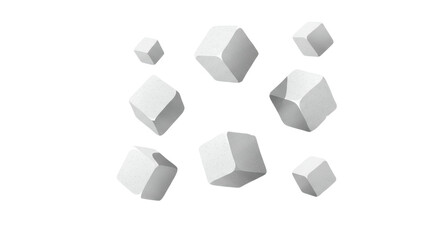 Obraz premium Falling White Sugar Cubes Isolated on White Background Minimalist Food Illustration
