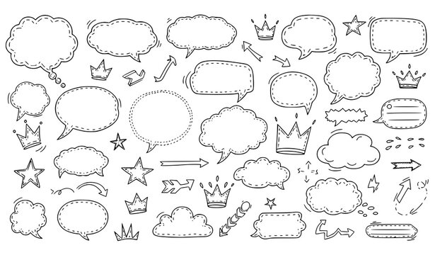 Minimal dashed doodle vector icon set hand drawn decorative sketch elements